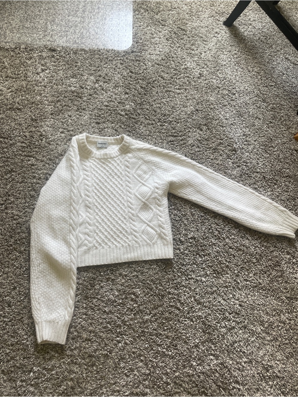 Sunday Best Cream Cable Knit Crewneck Sweater